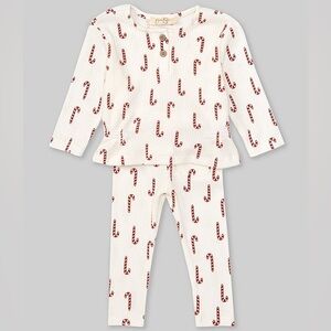 🌿Jessica Simpson Long sleeve Candy cane tee and matching pants set